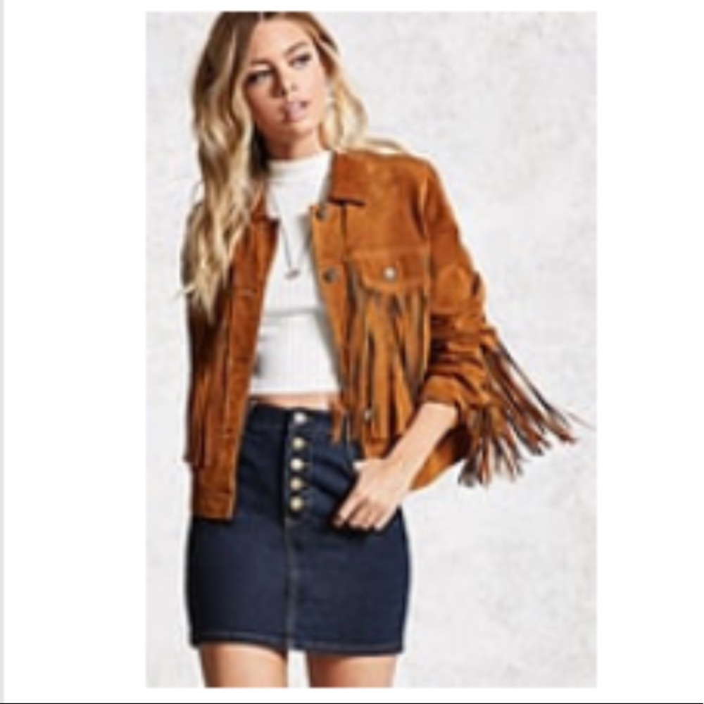 NWOT Forever 21 Denim Button Mini Skirt - Picture 2 of 6